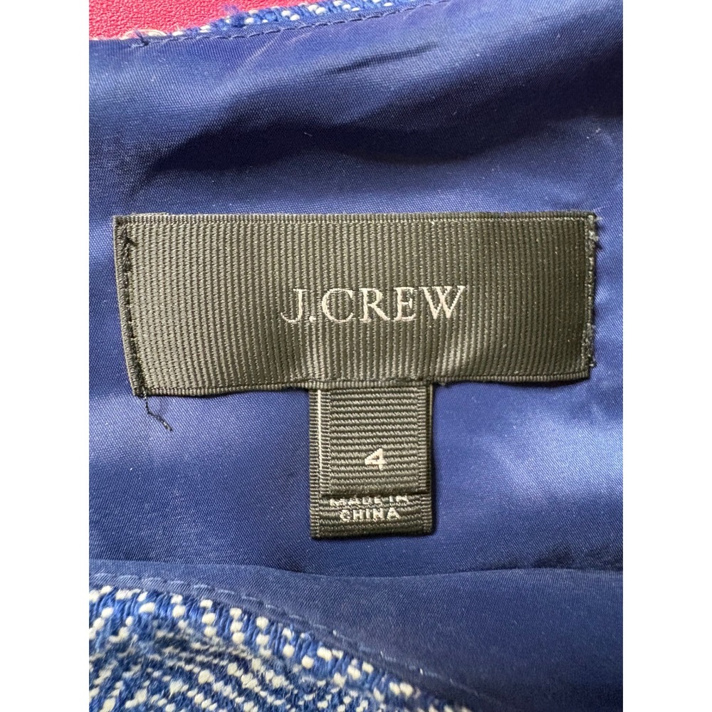 J. CREW Womens Blue Herringbone Layered Sleeveless Sheath Dress 4 Preppy Office - Picture 4 of 13